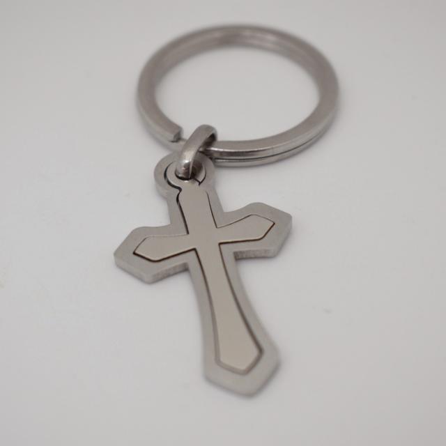 Double cross stainless steel keychain.jpg